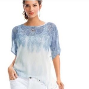 CAbi Semi Sheer Snake Print Ombre Oversized Dolman Sleeve Asymmetric Tunic M